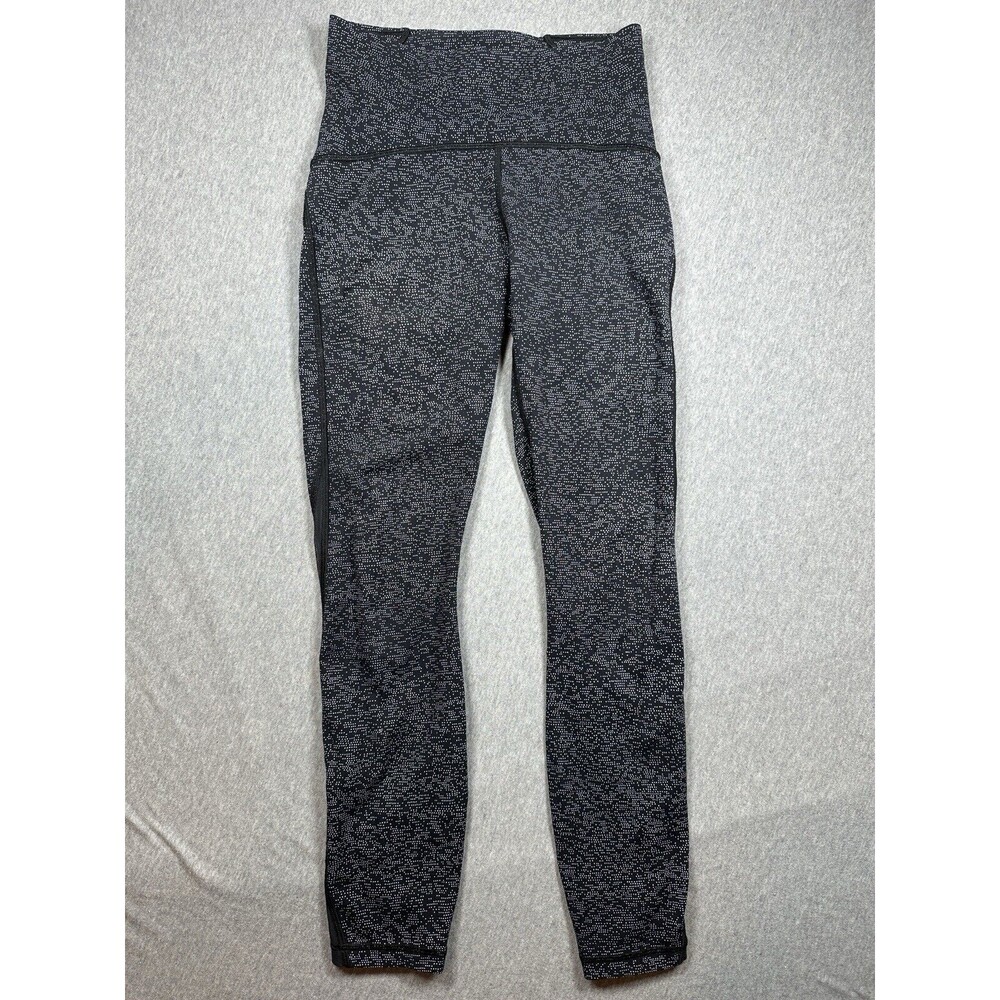 Lululemon Train Times 7/8 Leggings Yoga Pant Soundwave Black White Pocket Size 4